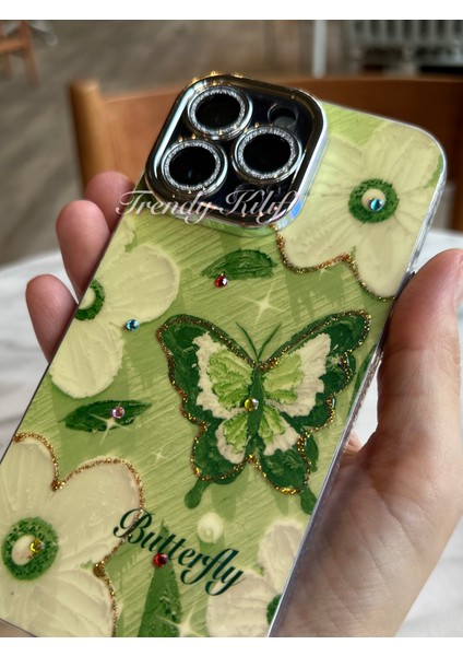 iPhone (14 Pro Max) Uyumlu 3 Boyutlu Yeşil Kelebekli Kılıf fiyatları
