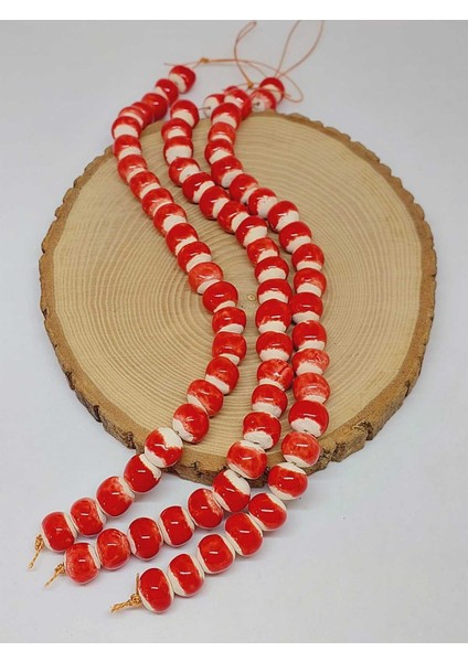 Kırmızı Renk Sırlı Seramik Boncuk Dizi 10-12MM/23CM (54148) modelleri