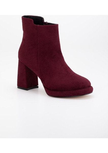 Kadın Platform Topuklu Bot Bordo Süet Yüzüdüz Fermuarlı fırsatları