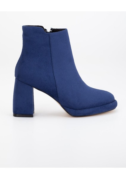 Kadın Platform Topuklu Bot Lacivert Süet Yüzüdüz Fermuarlı modelleri