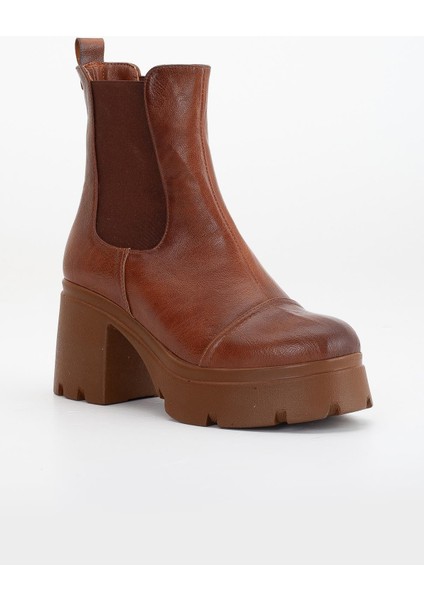 Topuklu Bot Kadın Platform Taba Parçalı Elastik Kalın Taban fırsatları