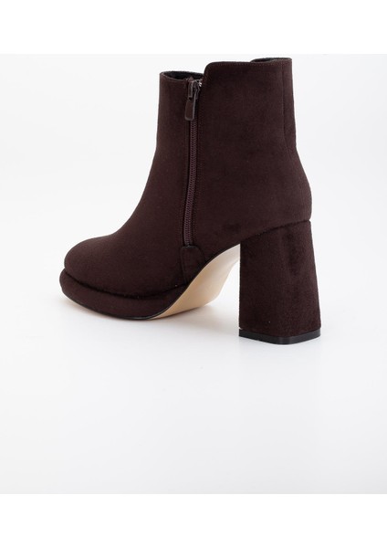 Kadın Platform Topuklu Bot Kahve Süet Yüzüdüz Fermuarlı indirimleri