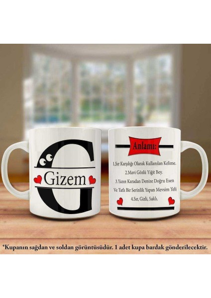 Gizem İsmi ve Anlamı İsme Özel Tasarım Kupa Bardak - Arkadaş ve Sevdiklerinize Hediyelik
