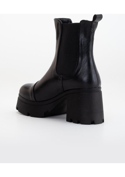 Topuklu Bot Kadın Platform Siyah Parçalı Elastik Kalın Taban indirimleri