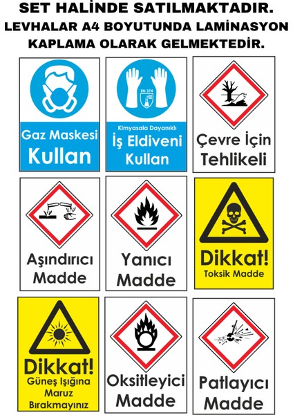 Laboratuvar Uyarı Levhaları Set