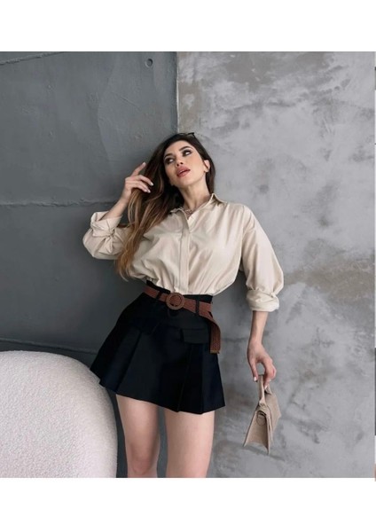 Siyah Keten Şort Etek fiyatları