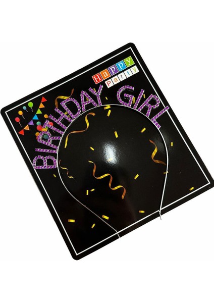 NessiWorld Mor Renk Kristal Taşlı Parlak Birthday Girl Yazılı Taç 16x17 cm