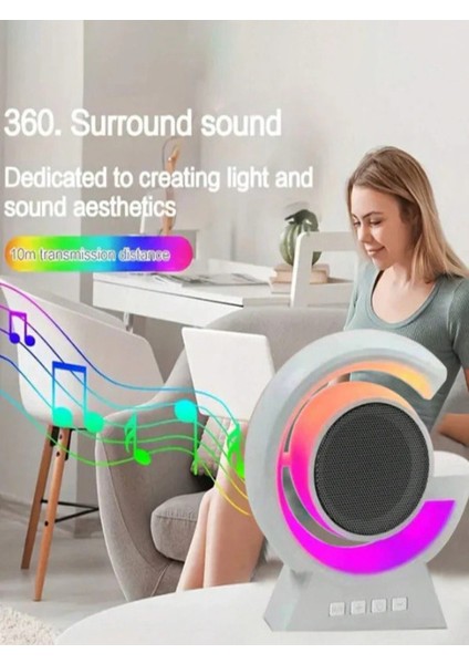 Rgb Işıklı Bluetooth Mini Güçlü Hoparlör Şarjlı Taşınabilir Gece Lambası Modu Kaliteli Yüksek Ses