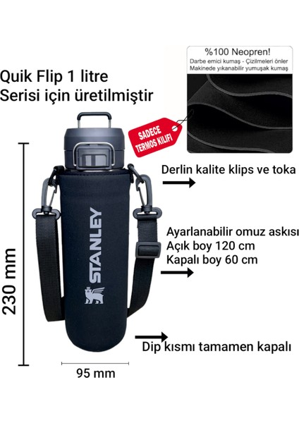 Neopren Termos Kılıfı ve Omuz Askısı - 1 Lt. Quick Flip