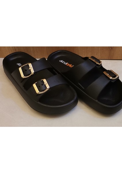 Akınal Bella Çift Tokalı Günlük Terlik Kadın Ortopedik