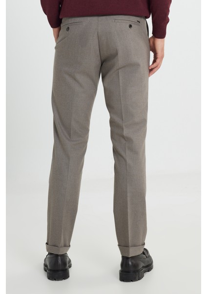 Slim Fit Dar Kesim Beli Gizli Lastikli Yan Cepli Esnek Klasik Pantolon