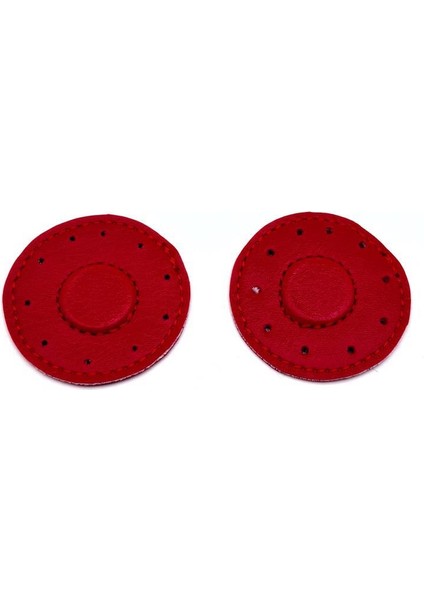 Kırmızı Suni Derili Yuvarlak Gizli Mıknatıs