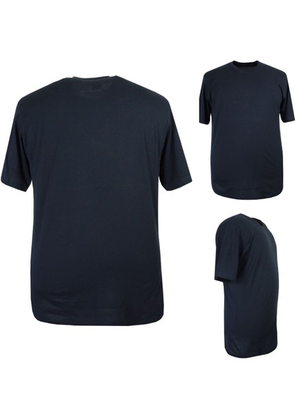 Erkek 72 KILO-200 Kilo Arası Için Uygun Bisiklet Yaka Süprem Düz Tişört Lacivert modelleri
