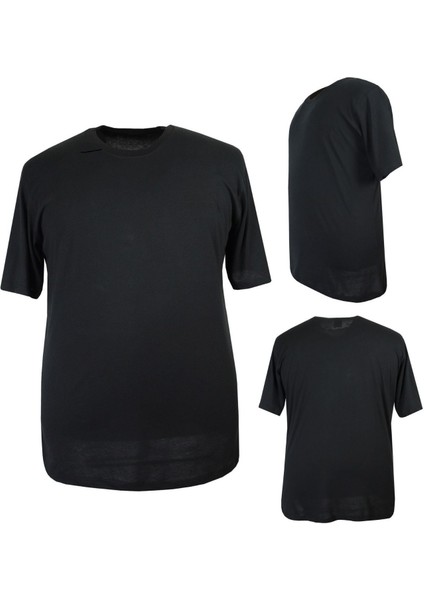 Erkek 72 KILO-200 Kilo Arası Için Uygun Bisiklet Yaka Süprem Düz Tişört Lacivert