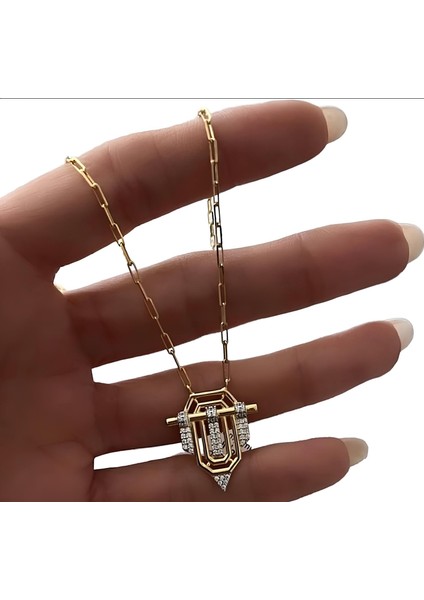 Gold Taşlı Şövalye Serenay Kolye