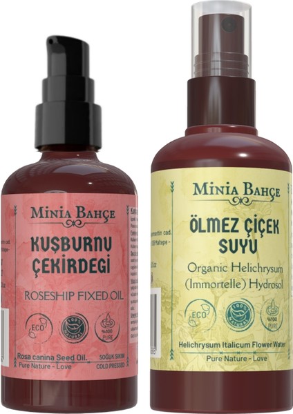 Kuşburnu Çekirdeği Yağı, 100ml, Ölmez Çiçek Suyu 150ML. %100 Doğal