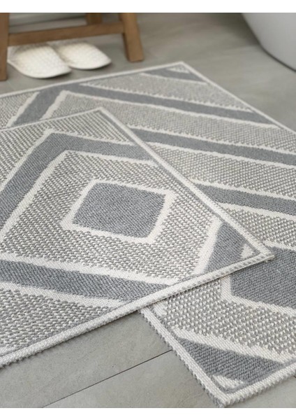 Palamutbükü Doğal Pamuklu 2'li Banyo Paspas Seti 60x100+50x60 cm - Gri fiyatları