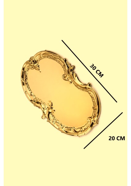 Yaren Style Gold Lüx Paslanmaz Çelik Artnova Servis , Çay ,kahve ,ikramlık ve Çeyizlik Sunum Tepsisi | Tek Kişilik