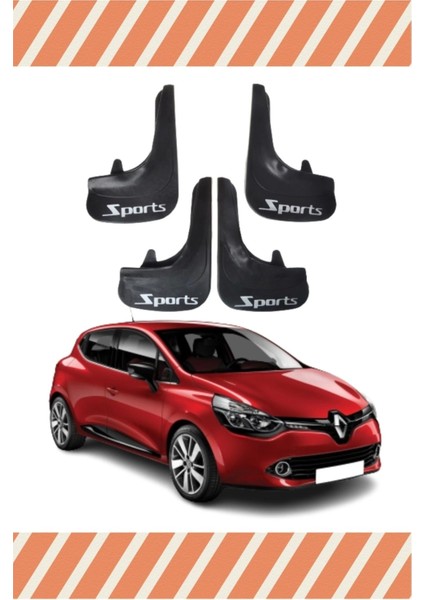 Renault Clio 4 Sports Yazılı 4'lü Tozluk Çamurluk Paçalık