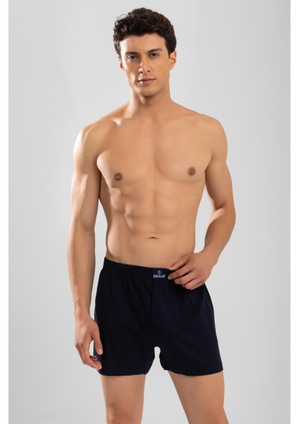 Erkek Pamuklu Düz Boxer 3'lü Set 1119 Lacivert