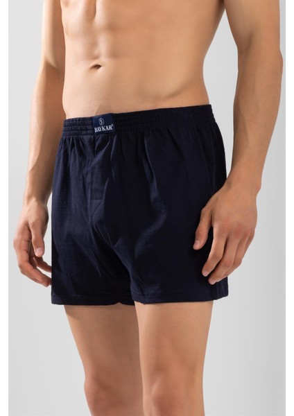 Erkek Pamuklu Düz Boxer 3'lü Set 1119 Lacivert
