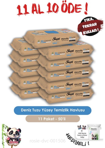 11 Al 10 Öde Bio Çözünür Yüzey Temizlik Havlusu Deniz Tuzu 50'li ve Rosıe fiyatları