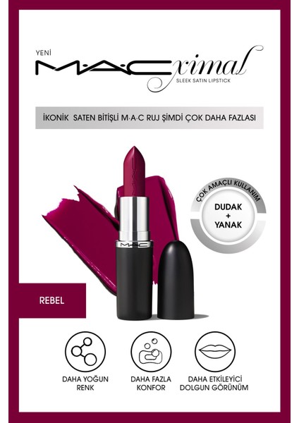 Macximal Sleek Satin Lipstick Ikonik Saten Bitişli Ruj-rebel 3.5gm