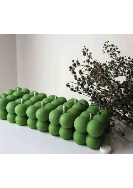10'lu Yeşil Mini Bubble Nikah Nişan Söz Özel Gün Mumu