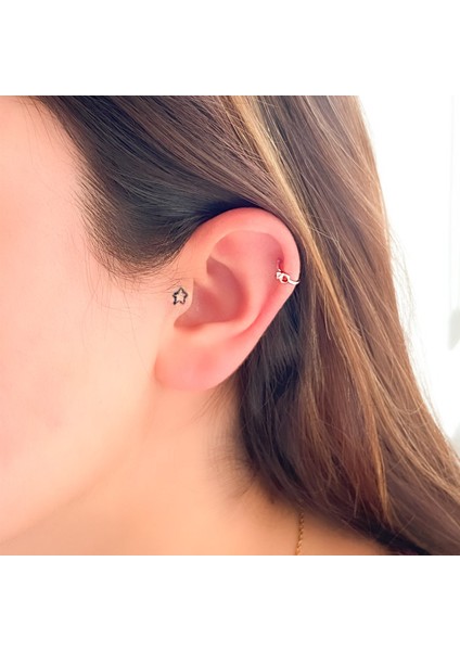 Altın Kaplama Zirkon Taşlı Çelik Ear Cuff Küpe UNK-732