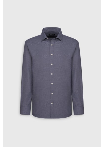 Pamuklu Oxford Regular Fit Rahat Kesim Klasik Yaka Armürlü Gömlek