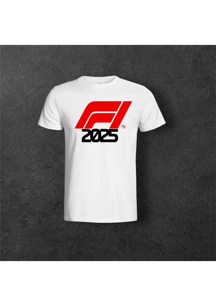 Formula 1 Tasarımlı 2025 Özel Koleksiyon Ön Taraf Baskılı Beyaz T-Shirt Tişört fiyatları