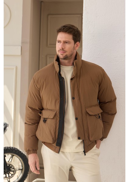 Erkek Torba Cepli Mont Kahverengi - 3821DNGR