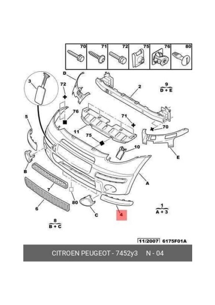 Tampon Köse : Plastık Psa C3 Bm 03- (Oem No: 7452.Y3)