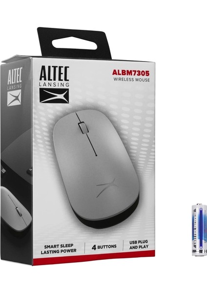 ALBM7305, Gümüş, 2.4ghz, Usb, 1600DPI, Kablosuz Optik Mouse