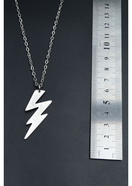 Şimşek - The Flash Gümüş Kaplama Unisex Düz Zincir Kolye kod 808