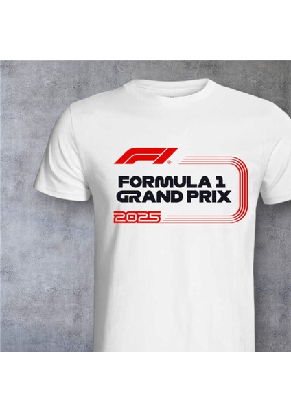 Formula 1 Tasarımlı 2025 Özel Koleksiyon Ön Taraf Baskılı Beyaz T-Shirt Tişört fiyatları