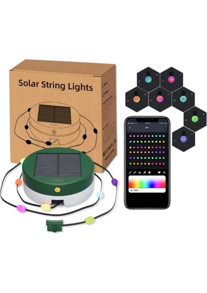 Güneş Enerjili Solar Android ve Ios Uygulamalı 5 Metre 33 LED Bahçe Aydınlatma Ağaç Süsü