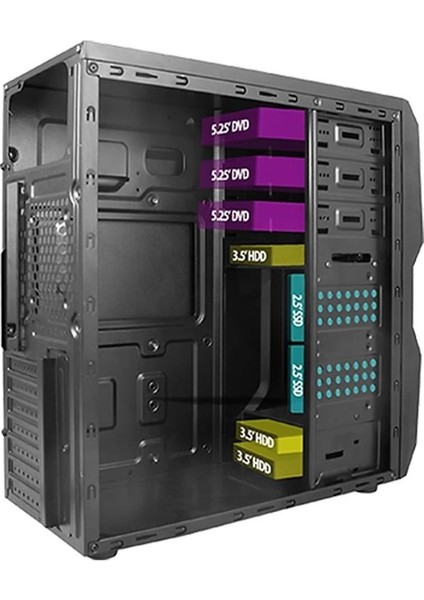 TA-K61 550W 1X80MM Fan USB 3.0 Midi Tower Siyah Kasa