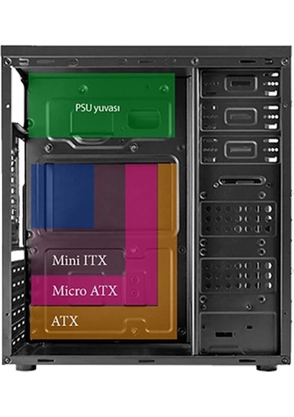 TA-K61 550W 1X80MM Fan USB 3.0 Midi Tower Siyah Kasa