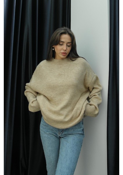 Bej Kelly Oversize Kazak modelleri