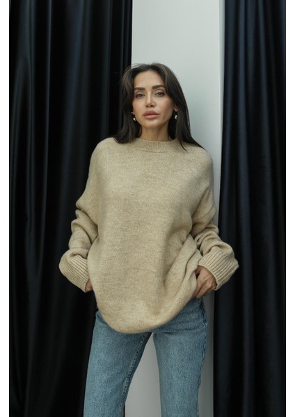 Bej Kelly Oversize Kazak fırsatları