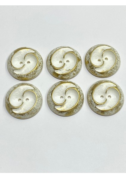 Metalize Eskitme Vintage Italyan Düğme /3 Boyutlu Dalga Desenli Kaban, Mont ve Hırka Düğmesi / Gold 3 cm