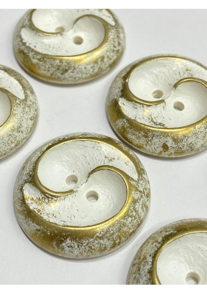 Metalize Eskitme Vintage Italyan Düğme /3 Boyutlu Dalga Desenli Kaban, Mont ve Hırka Düğmesi / Gold 3 cm