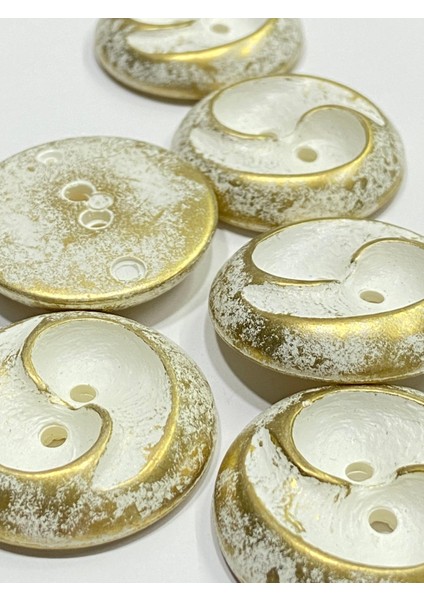Metalize Eskitme Vintage Italyan Düğme /3 Boyutlu Dalga Desenli Kaban, Mont ve Hırka Düğmesi / Gold 3 cm