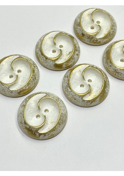Metalize Eskitme Vintage Italyan Düğme /3 Boyutlu Dalga Desenli Kaban, Mont ve Hırka Düğmesi / Gold 3,3 cm