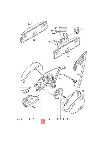 Dış Dikiz Aynası Scirocco 09-18 Elektrikli, Isıtmalı, Astarlı, Katlanır, Yan-Alt Lambalı Sağ (Oem No: 1K8857508Q9B9)