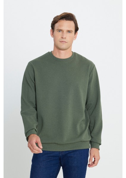2 Iplik Sıcak Tutan Standart Fit Normal Kesim Bisiklet Yaka Ottoman Desenli Sweatshirt