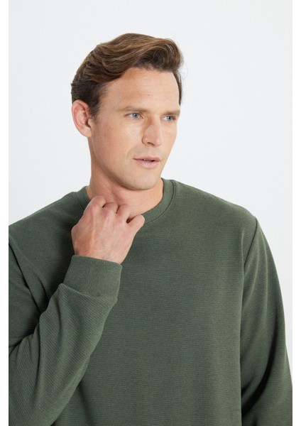 2 Iplik Sıcak Tutan Standart Fit Normal Kesim Bisiklet Yaka Ottoman Desenli Sweatshirt fırsatları