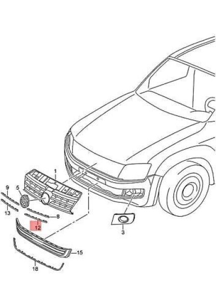 Ön Panjur Çıtası Vw Amarok Bm 15- (Oem No: 2HH8537652ZZ)