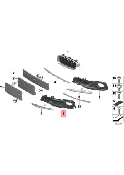 Tampon Panjuru Ön Sağ Bmw F30 LCI-F31 Lcı Bm 14-18 (Oem No: 51117396888)